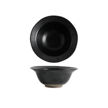 Imagem de Tigela de arroz comercial de cerâmica estilo japonês, tigela de chapéu cônico para panela picante e sopa picante - Pedra preta