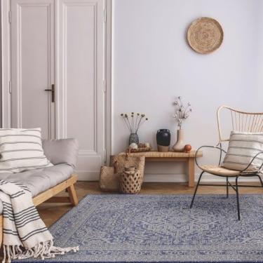 Imagem de Tapete Sisalis Para Área Interna E Externa – Jolitex - Clássic Azul-Marfim - 250x350cm