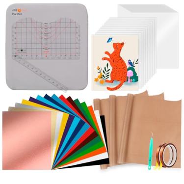 Imagem de HTVRONT Acessórios Para Prensa Térmica - Pacote Com 55 Suprimentos Máquina 15X15, Kit Inicial Camisetas Vinil E Sublimação, Tapete Ferramentas