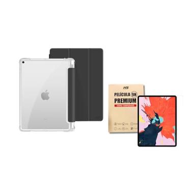 Imagem de Kit de Capa para iPad 9 ª, 8 ª e 7 ª Geração 10.2" + Película de vidro 10.2" (Preto)