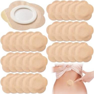 Imagem de Joez Wonderful Embalagem de óleo de rícino descartável, adesivos de umbigo, adesivos de óleo de rícino autoadesivos, capas de embalagem de algodão orgânico - Floral (bege, 7 x 7 cm)