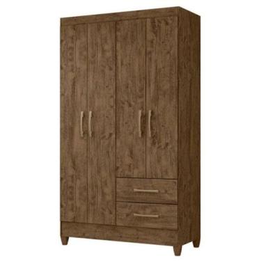 Imagem de Guarda Roupa Solteiro Chile 4 Portas Castanho Wood - Moval - MOVAL MOV