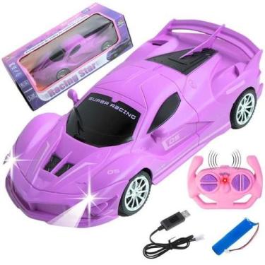 Imagem de Carrinho Controle Remoto Bateria Recarregável Com Luz Led (Roxo) - Toy