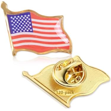 Imagem de Alfinetes de lapela de bandeira americana em massa, alfinetes patrióticos de metal para ternos, chapéus e mochilas, broche esmaltado da bandeira dos Estados Unidos para veteranos, 4 de julho, dia