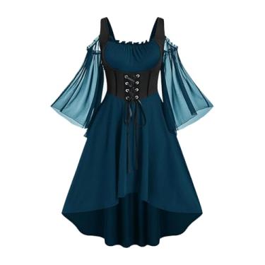 Imagem de Vestido gótico de renda com ombro vazado Rosegal plus size punk, Verde_5, Large Plus