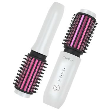 Imagem de YOUBELLA Escova Modeladora De Cachos Sem Fio Youbella, Mini Pente Alisador De Viagem, Modelador De Cachos Portátil 3 Em 1, Escova Aquecida Por Íons De 3,8 Cm, Modelador De Cachos Recarregável Por Us