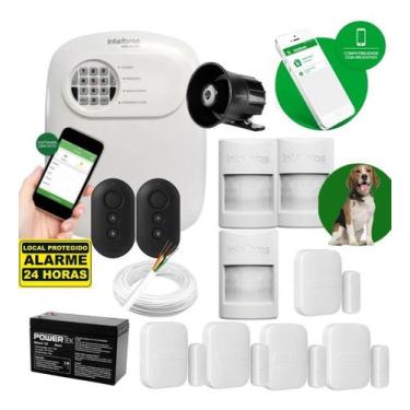 Imagem de Kit Alarme Híbrido Intelbras ANM 24 NET Central Sensores PET com Fio e