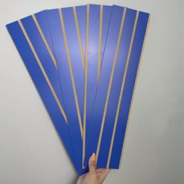Imagem de 50 Placas Ripado MDF Painel Autocolante Revestimento de Parede 3d (Azul, 30 Placas)