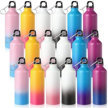 Imagem de Potchen Pacote com 18 garrafas de água, embalagem múltipla, de alumínio, de volta às aulas, presente de metal, reutilizável, leve, esportivo, primeiro dia de aula, à prova de vazamento, com tampa