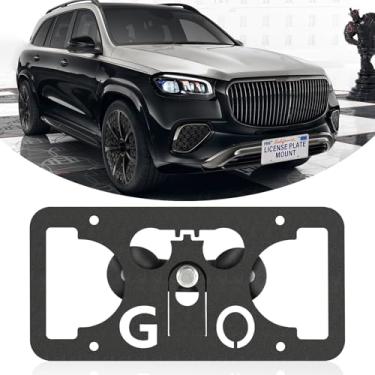 Imagem de Moldura frontal sem furadeira compatível com Mercedes-Benz Maybach GLS 2021-2025 Suporte de montagem de grade de placa de carro antifurto Capas de etiqueta de carro à prova de ferrugem, acessórios de