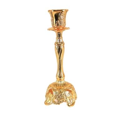 Imagem de Generic Suporte de vela Suporte de castiçal Ornamento Artesanato Candelabro de metal resistente para sala de jantar Mesa Casamento, Ouro