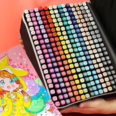 Imagem de Kit De Maleta De Canetinhas Touch Coloridas Ponta Dupla Com 80 Cores Tiktok Para Desenho Lapis Marcador Profissional E Escolar Duas Pontas Hidrográfica