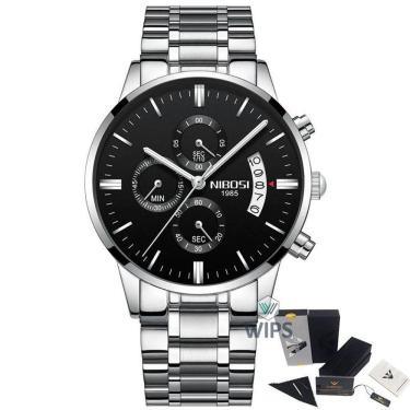 Imagem de Relógio Masculino Nibosi 2309 Analógico Prata/Preto