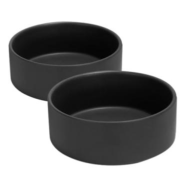 Imagem de SPUNKYJUNKY Tigela de cerâmica para cães e gatos de 1,700 g, tigela de água moderna e pesada para comida preta (embalagem com 2)