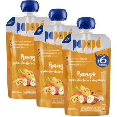 Imagem de Kit 3 Papinha Frango, Grão-de-bico e Vegetais Natural 120g - Papapá