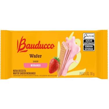 Imagem de Kit 24 Sachês Biscoito Mini Wafer Morango Bauducco 30g