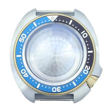 Imagem de FEIYASHI Caixa de relógio dourada PVD de aço inoxidável de luxo de 44 mm, moldura de alumínio, vidro de safira para peças de movimento NH35 NH34/36, NH35 NH34/36/38 Movimento + Anel Capítulo Preto