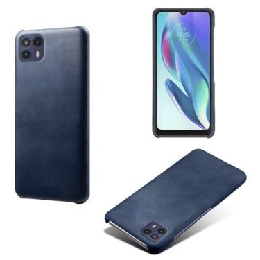 Imagem de Capa para MOTO G50 5G,Proteção contra quedas,Casca de volta de cor sólida simples,Design de couro de imitação de plástico-Blue