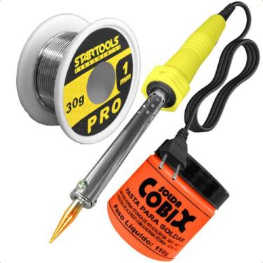 Imagem de Ferro de Solda 127V 30W Com Suporte E Pasta Para Solda 110g E Carretel