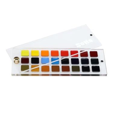 Imagem de Soho Urban Artist Conjunto de aquarela – Conjunto de viagem com 24 cores sortidas, tampa giratória, panelas semiúmidas, aquarela compacta com fecho magnético, ideal para artistas