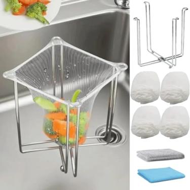 Imagem de Filtro coletor de alimentos dobrável para pia de cozinha com 200 sacos de malha