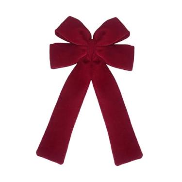 Imagem de IEUDNS Decorações para árvores de Natal com laços vermelhos, grande enfeite de veludo, laço para guirlanda de Natal, cerca, escadas, decoração de portas