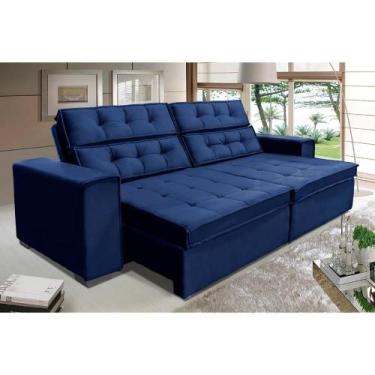 Imagem de Sofá Retrátil e Reclinável 2,30m Suede Vancouver Azul - Sofá Casa