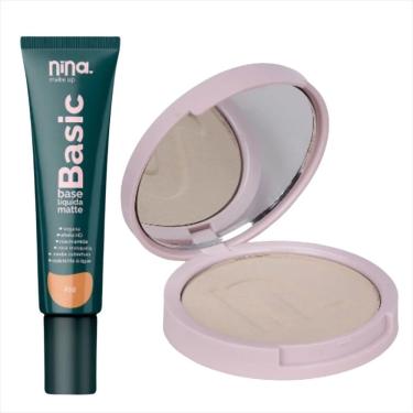 Imagem de Kit Nina Makeup Base Líquida Basic+pó Comapcto Instant Cor 2