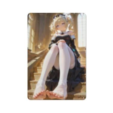 Imagem de Anime Sexy Bikini Hot Girl Pinup Girl Metal Tin Sign Wall Art Poster Decor for Home Bar Club Bedroom Bathroom Man Cave Otaku 20 x 30 cm, AF042