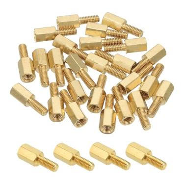 Imagem de PATIKIL Suporte hexagonal de latão M2.5, 25 peças PCB parafusos espaçadores de placa-mãe para drone quadricóptero computador construir projetos eletrônicos placa de circuito, ouro (M2,5 x 6 mm + 6 mm)