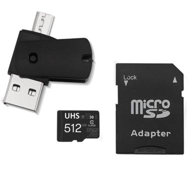 Imagem de Kit 4 em 1 Cartão de Memória 512GB Ultra High Speed-I U3 + Adptador USB/OTG Tipo C + Adaptador SD - MC155