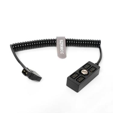 Imagem de SZRMCC Cabo divisor D-Tap macho D-Tap para hub fêmea de 4 portas, cabo de alimentação enrolado de 1/4 para bateria Anton-Bauer V-Mount Gold Mount (cabo enrolado)