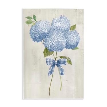 Imagem de Stupell Industries Design artístico de placa de parede de hortênsia amarrada com um laço por Nan, 15 x 10