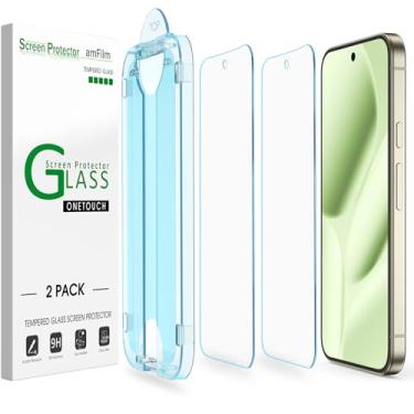 Imagem de amFilm Alinhamento automático OneTouch para Google Pixel 10 Pro XL [6,8 polegadas] Protetor de tela de vidro temperado, instalação em 30 segundos, sem bolhas, compatível com capas, antiarranhões [2