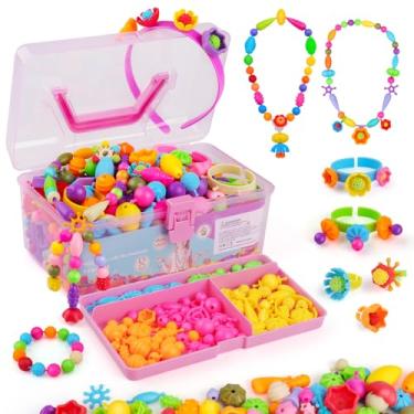 Imagem de NEXBOX Kit de fabricação de joias artesanais para meninas – Conjunto de brinquedos de miçangas pop para crianças, colar, pulseira, fabricação de cabeça e anel, ideias de presentes de aniversário para