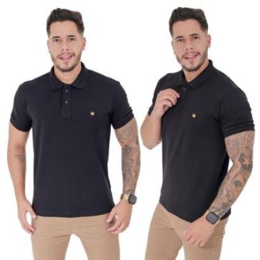 Imagem de Kit 2 Camisa Gola Polo Masculina Moda Premium Slim Lisa-Masculino