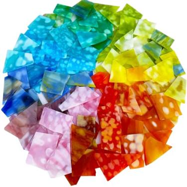 Imagem de LITMIND Retalhos de vitrais irregulares de 1 kg – Mistura de opala mosqueada de arco-íris, peças de mosaico colorido para artesanato, projetos de bricolage e decoração de casa