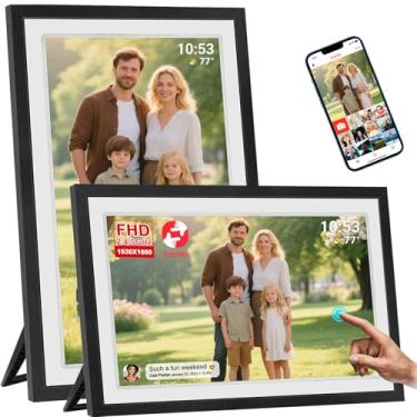 Imagem de Moldura digital FRAMEO de 21,5 polegadas com tela sensível ao toque LCD IPS FHD de 1920 x 1080, compartilhamento de momentos com WiFi duplo via Frameo, armazenamento de 32 GB, drive USB/cartão SD