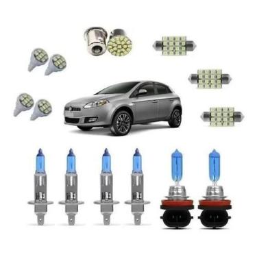 Imagem de Kit Lampada Super Branca Fiat Bravo Farol Baixo Alto Milha - Techone