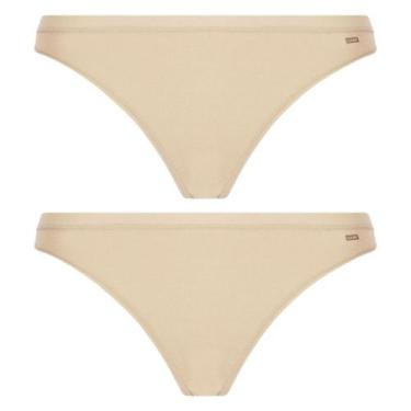 Imagem de Kit 2 Calcinha Adulto Tanga Clássica Algodão Loba Lupo, P, Natural pea