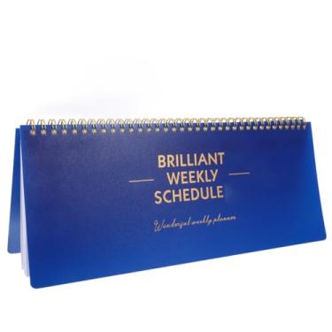 Imagem de HONMEET Bloco de notas semanal, planejador de mesa azul com folhas de calendário em branco para agendamento diário e gerenciamento de tarefas semanais para escola, escritório e produtividade