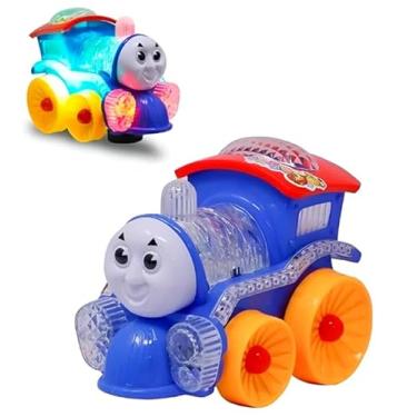 Imagem de Trenzinho Locomotiva Brinquedo Infantil Luz Som Bate e Volta
