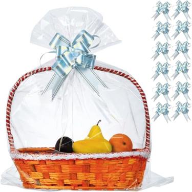 Imagem de 30 pacotes de sacos de celofane para presente de 81,3 cm x 101,6 cm para cestos extragrandes jumbo transparentes sacos de celofane transparentes para cesta, presente, árvore de Natal, guloseimas, arte