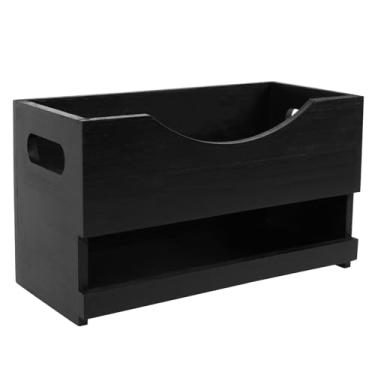 Imagem de ZJRDYYK Porta-revistas de madeira, suporte de arquivo de madeira, organizador de caixa de armazenamento de jornais para casa ou escritório