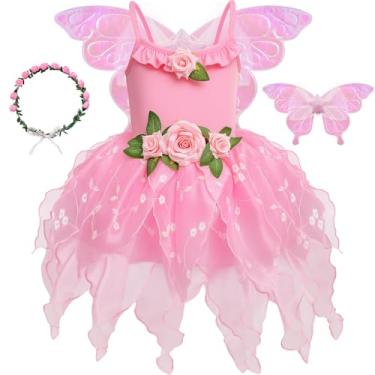 Imagem de Latocos Vestido de fada para meninas, fantasia infantil, vestido de fada, borboleta com asas, faixa de cabeça, vestido de princesa, presente de festa de aniversário de Halloween (130)