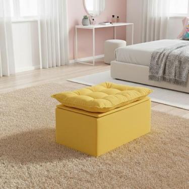 Imagem de Puff Baú Opala Decorativo Organizador Quarto e Sala, AMARELO