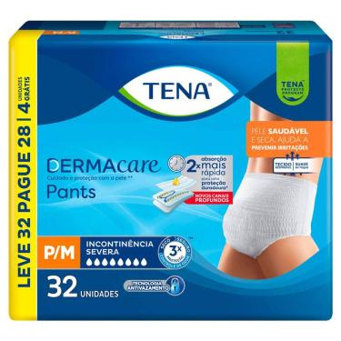 Imagem de Roupa Íntima Tena Dermacare Pants Tamanho P/M Leve 32 e Pague 28 Unidades Descartáveis