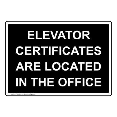 Imagem de ComplianceSigns. Com Elevator Certificates are Located in The Office Label Decalque, 12,7 x 9 cm. Pacote com 4 vinil para elevador/escada rolante