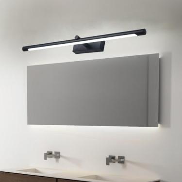 Imagem de GZZBMY Luz de Espelho LED Arandelas de Parede Banheiro Moderno Alumínio Impermeável Arandela Espelho Armário Iluminação Banheiro Iluminação de Parede para Sala de Estar Quarto (Luz Branca Preta, 56 cm