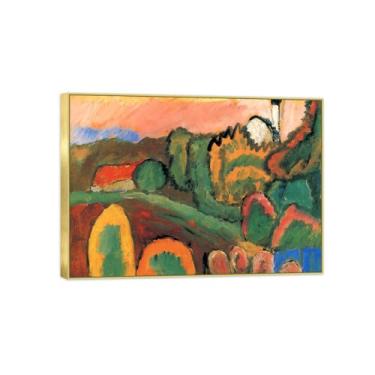 Imagem de BMZFYBS Arte de parede em tela reprodução de pintura famosa - imagens de moldura dourada para sala de estar - paisagem com pôster e impressões de decoração de igreja 70 x 100 cm 27 x 39 pol